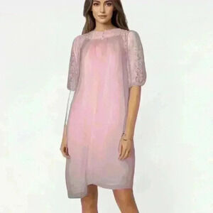 Vintange Pink Sheer Lace Robe Set Two Piece Size Small